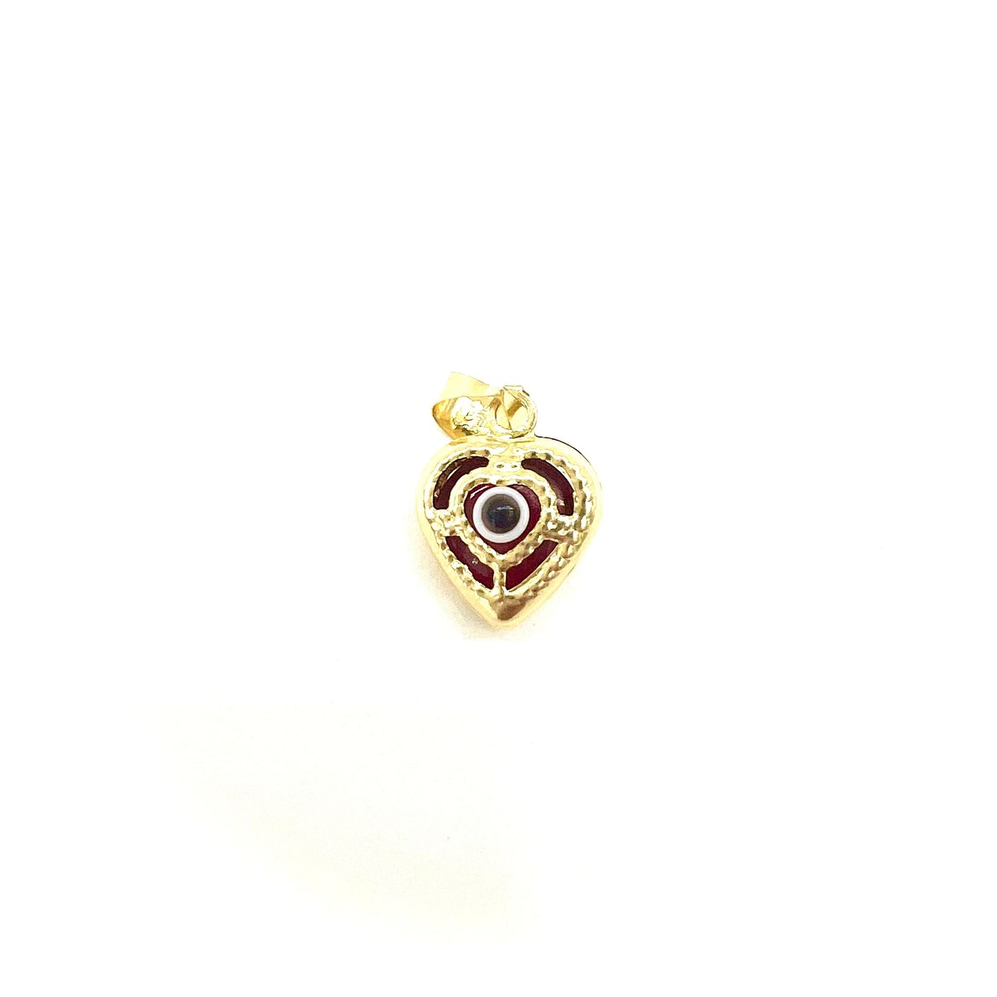 Dije de Corazón con Ojo Turco Rojo Oro 14K