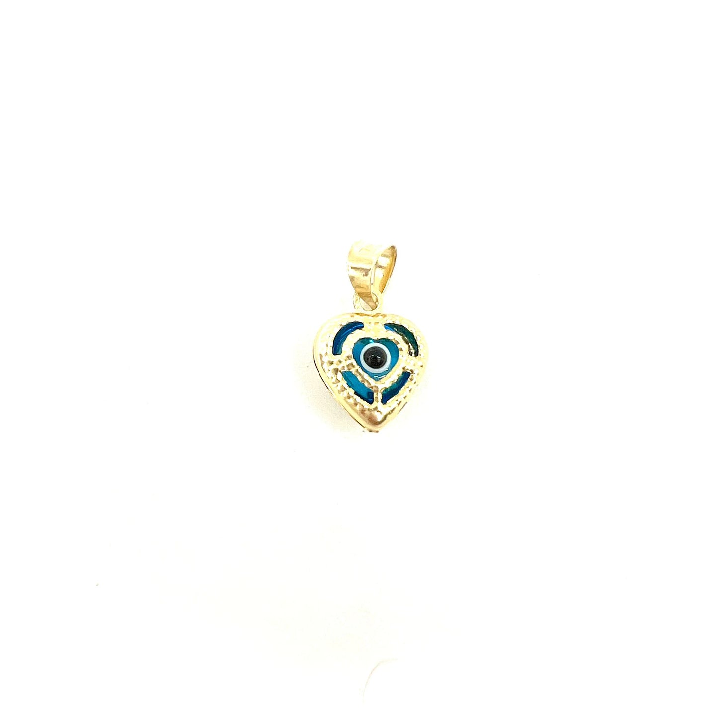 Dije de Corazón con Ojo Turco Azul Oro 14K