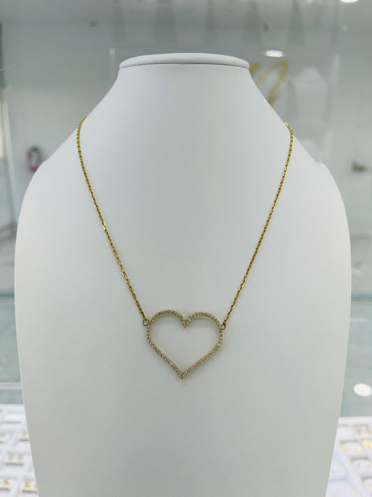 Cadena Con Corazón De Diamante 10K