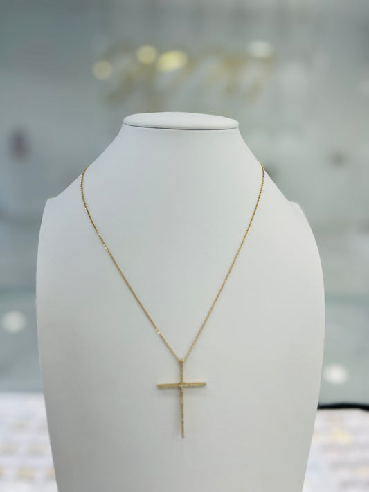 Cadena Con Cruz De Diamante 10k