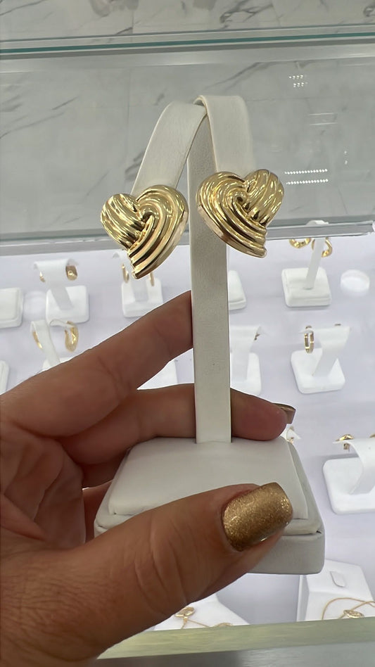 Aretes De Omega Estilo De Corazón 14K
