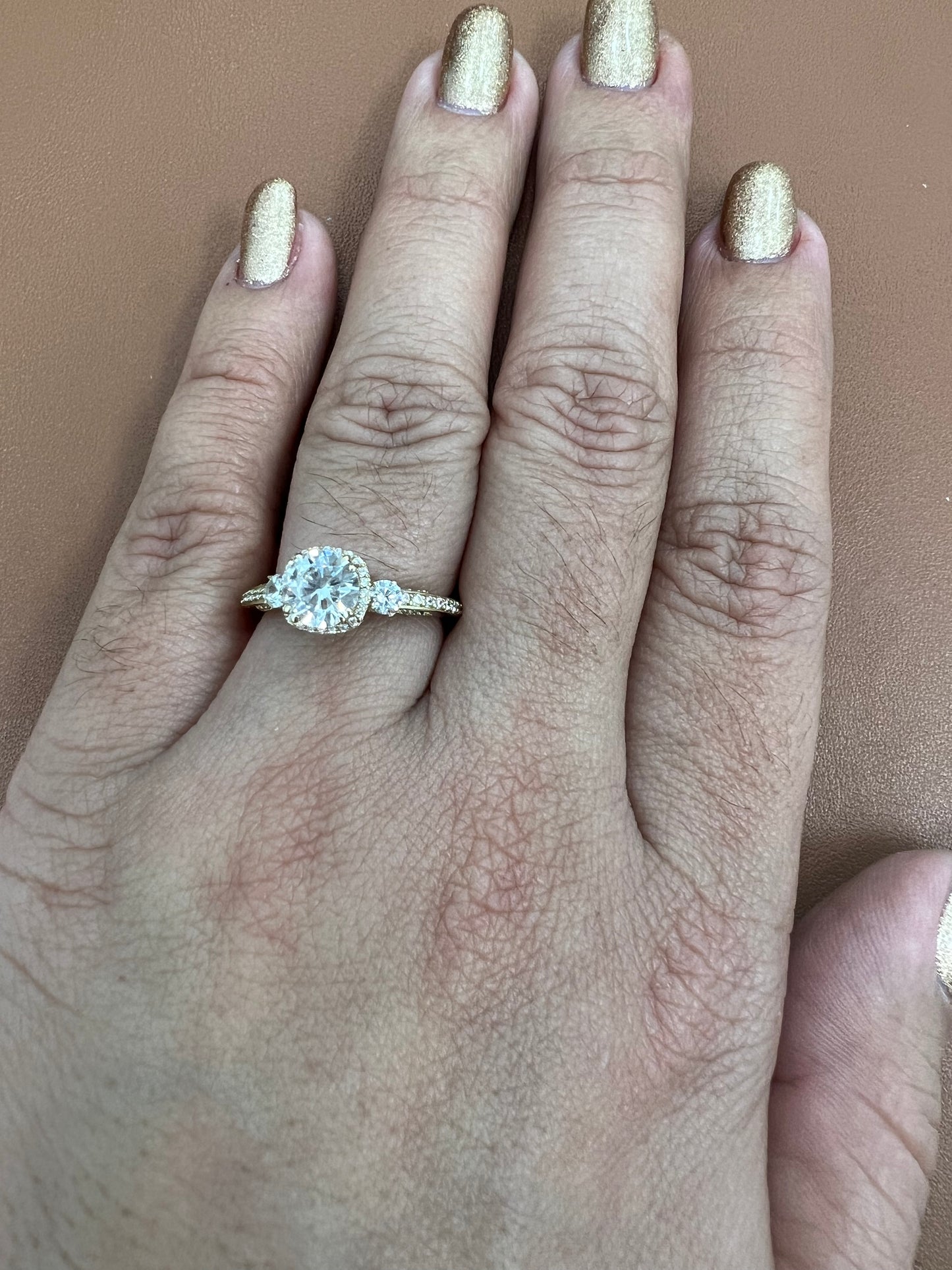 Anillo Se Circonias Blancas 14K