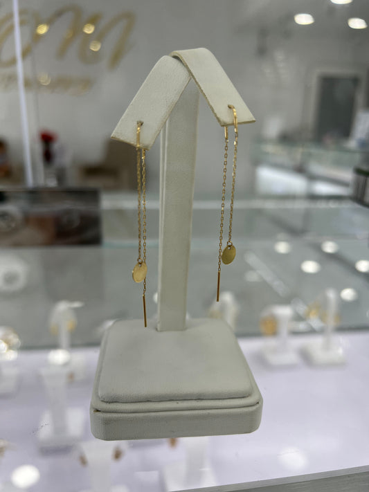 Aretes Colgantes De Círculo 14K