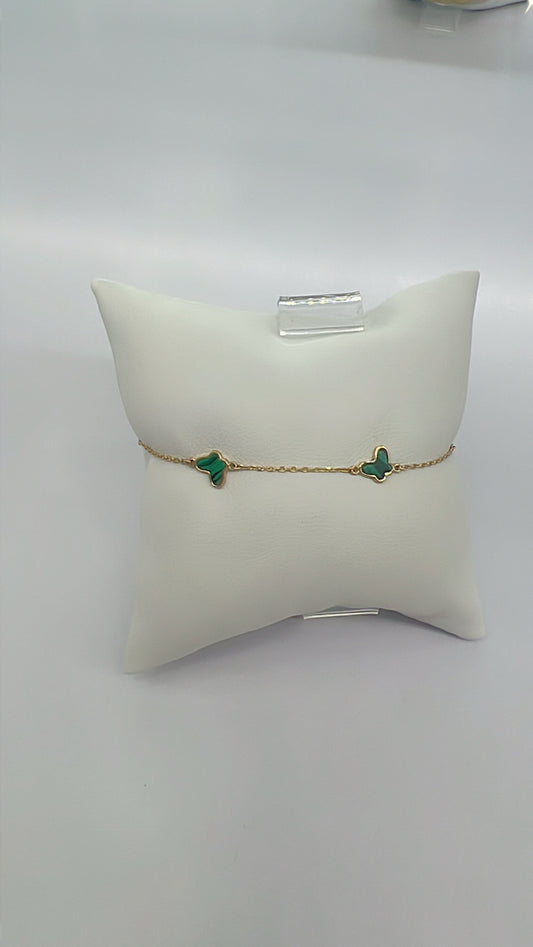 Manilla De Mariposa Verde 14k