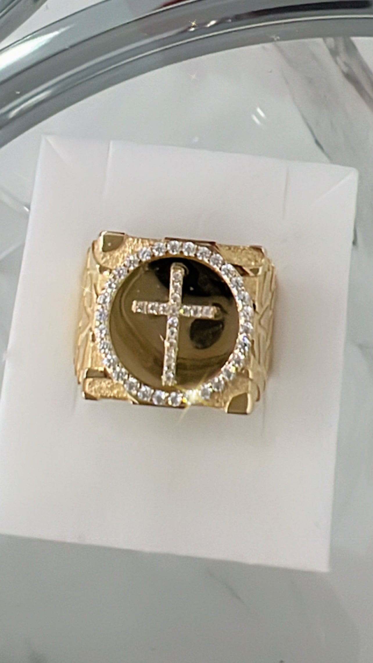 Anillo De Hombre De Cruz 10K