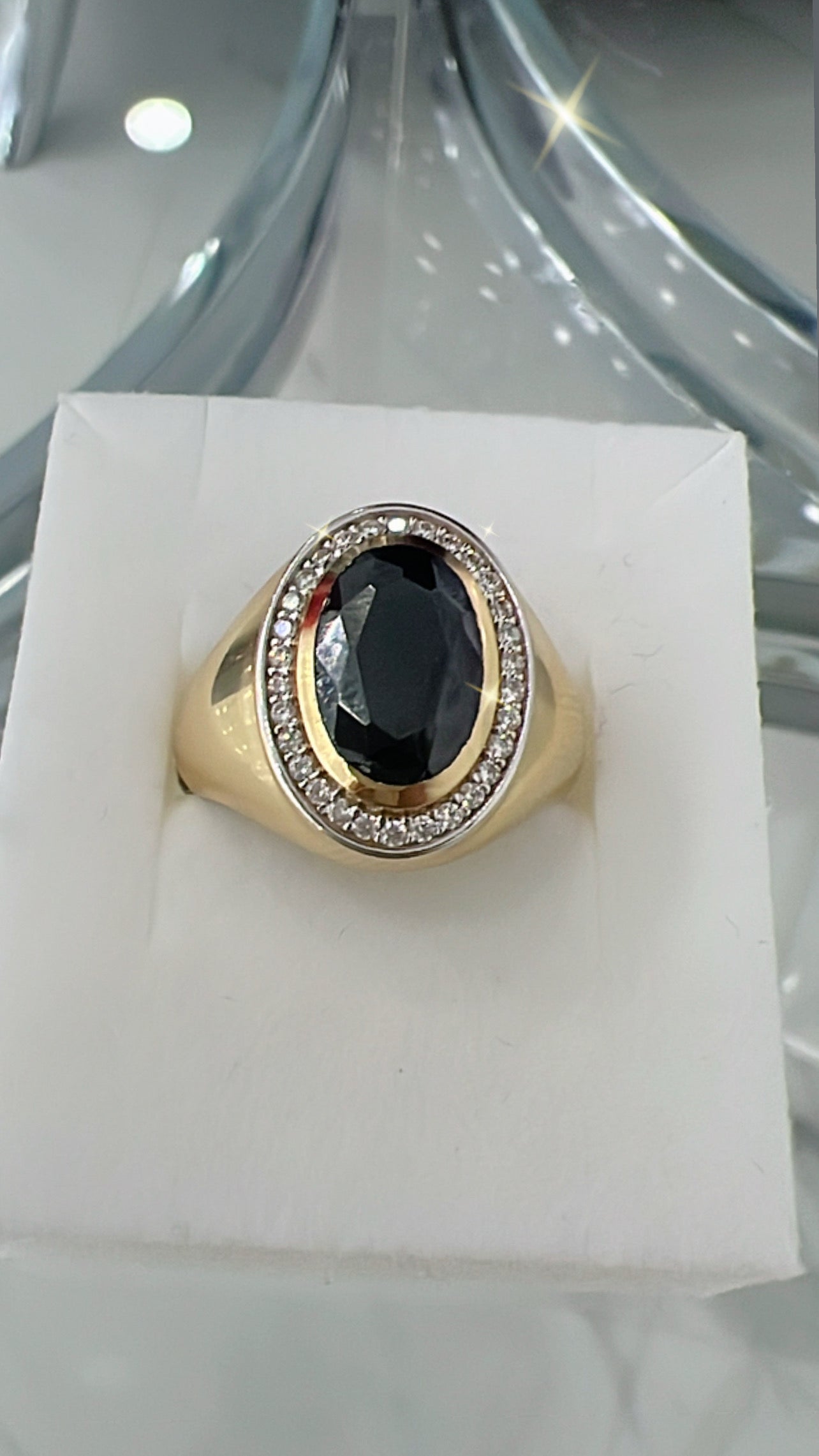 Anillo De Hombre De Piedra Negra 14K