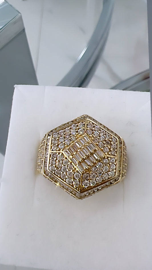 Anillo De Hombre Hexagonal 10K