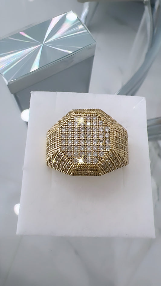 Anillo De Hombre Octagonal 10K