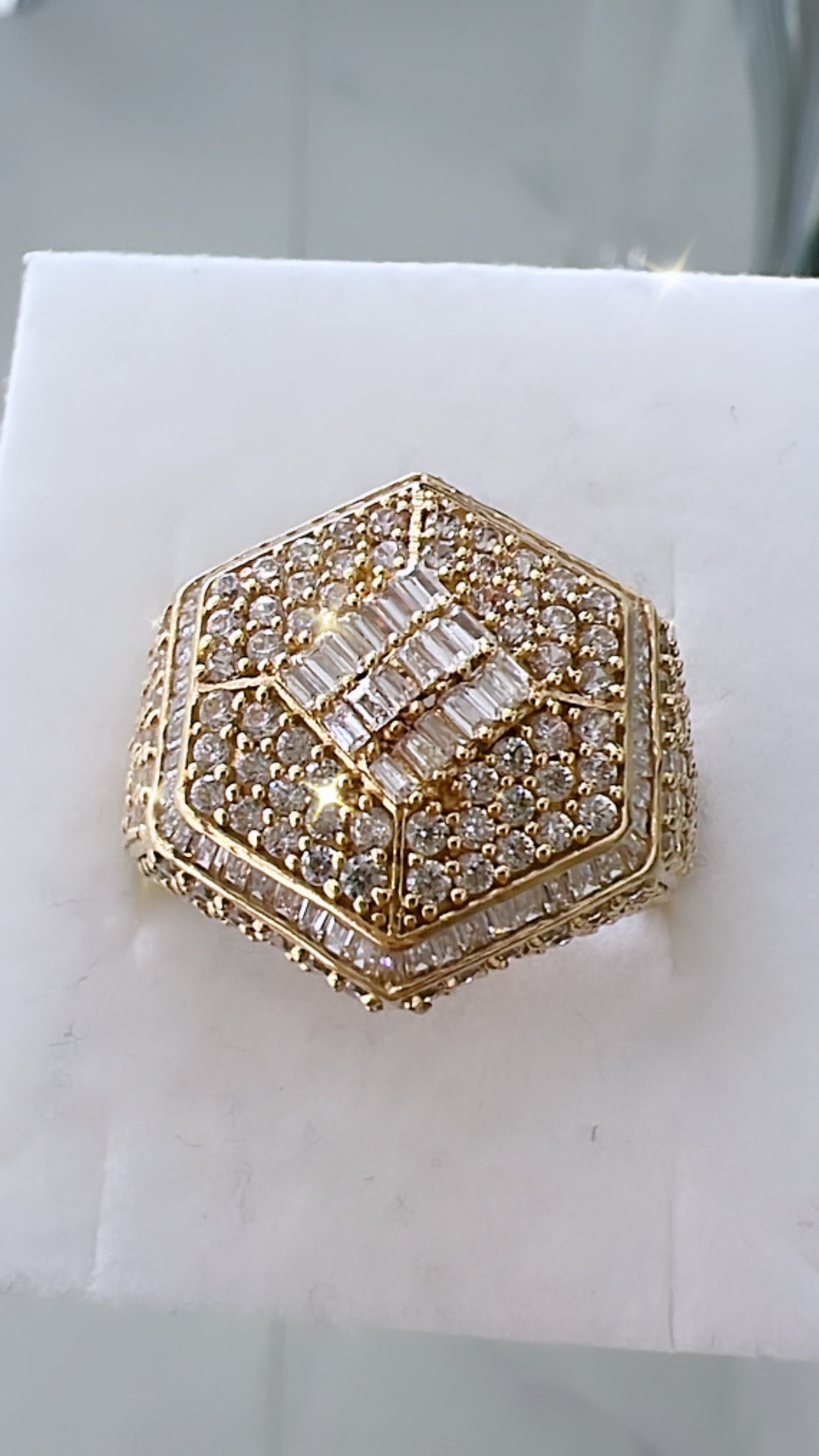 Anillo De Hombre Hexagonal 14K