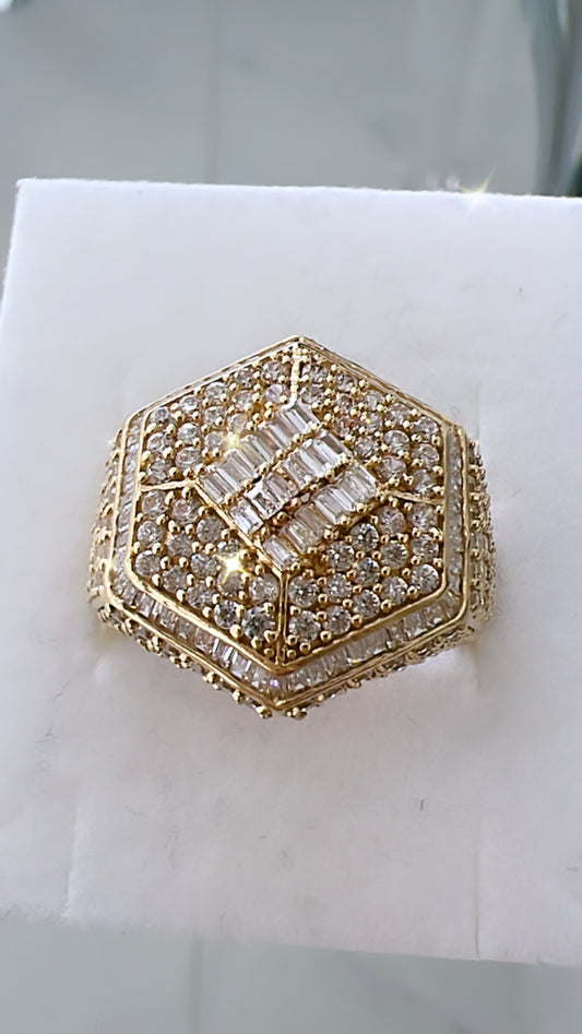 Anillo De Hombre Hexagonal 14K