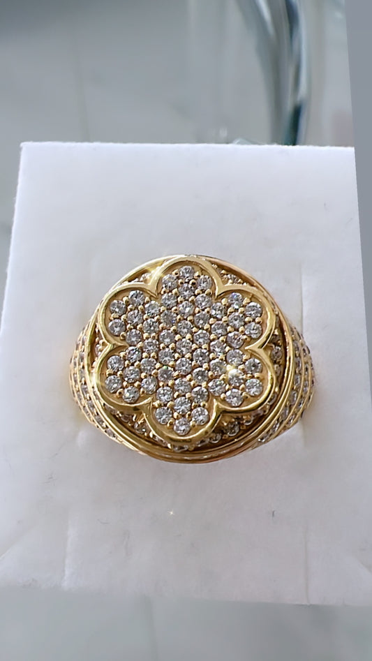 Anillo De Hombre Trébol De 6 Hojas 14K