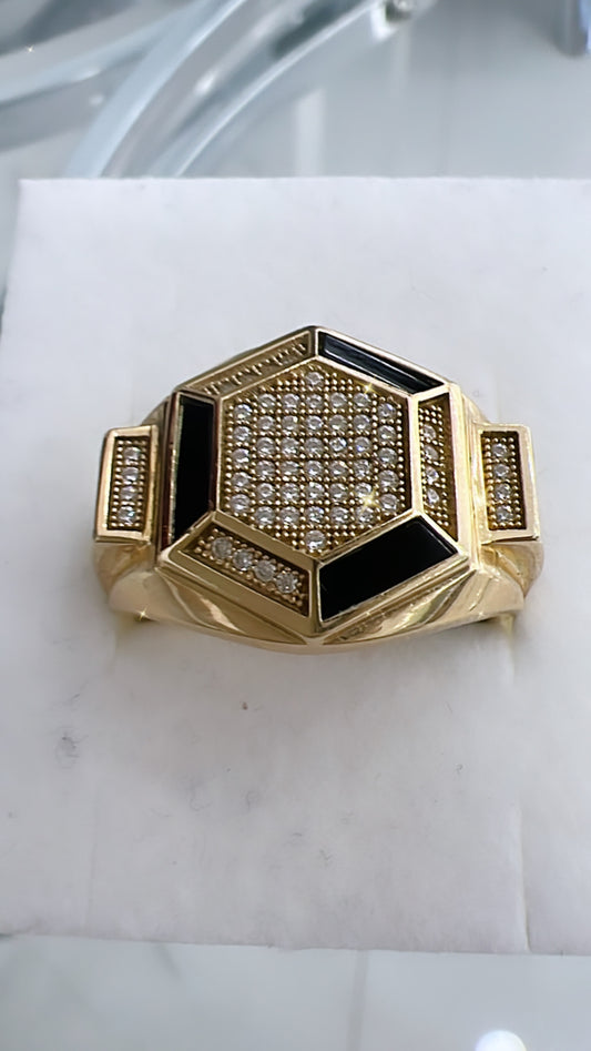 Anillo De Hombre Hexagonal 10K