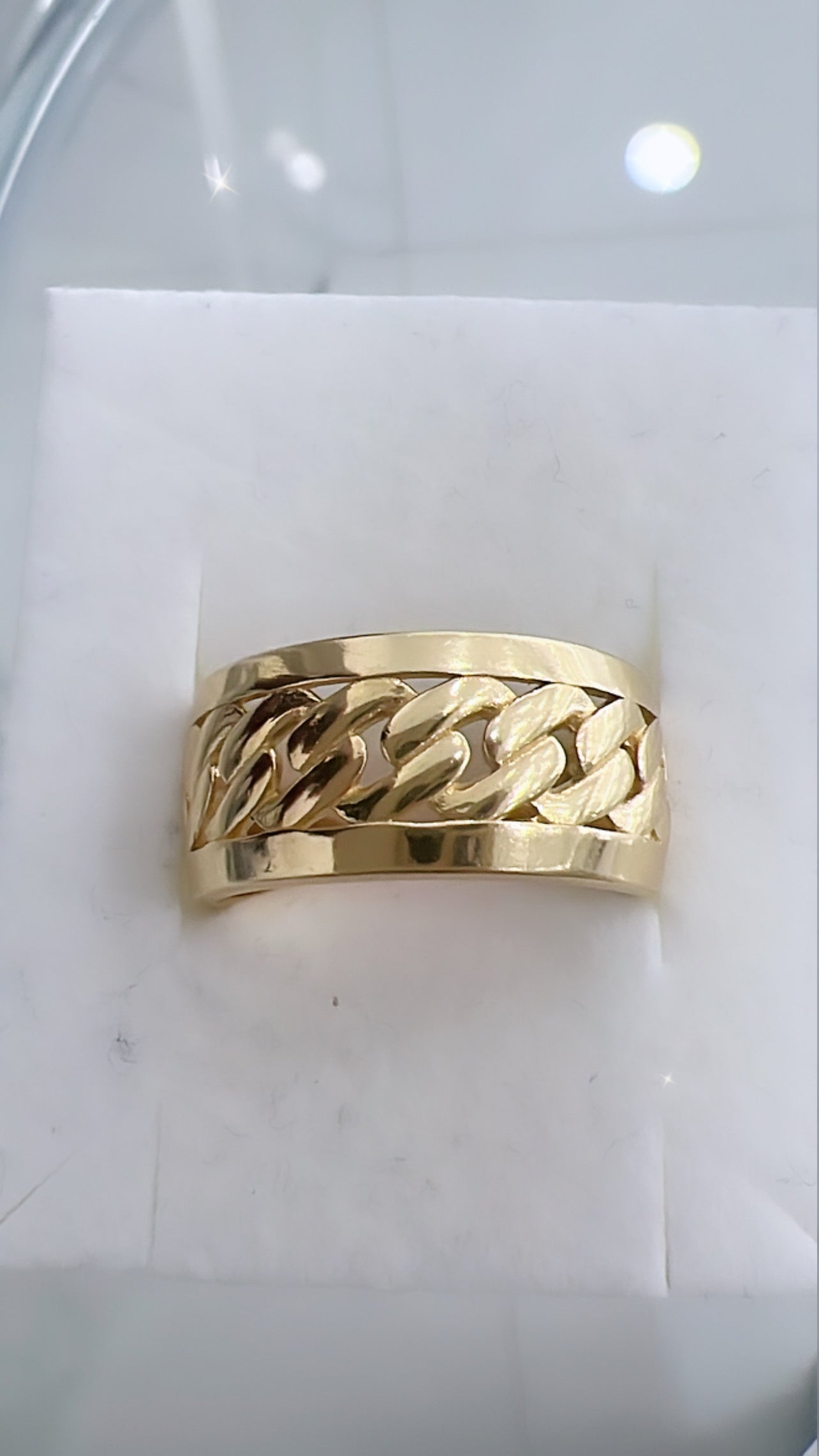 Anillo De Hombre Estilo Cadena Cubana 14K