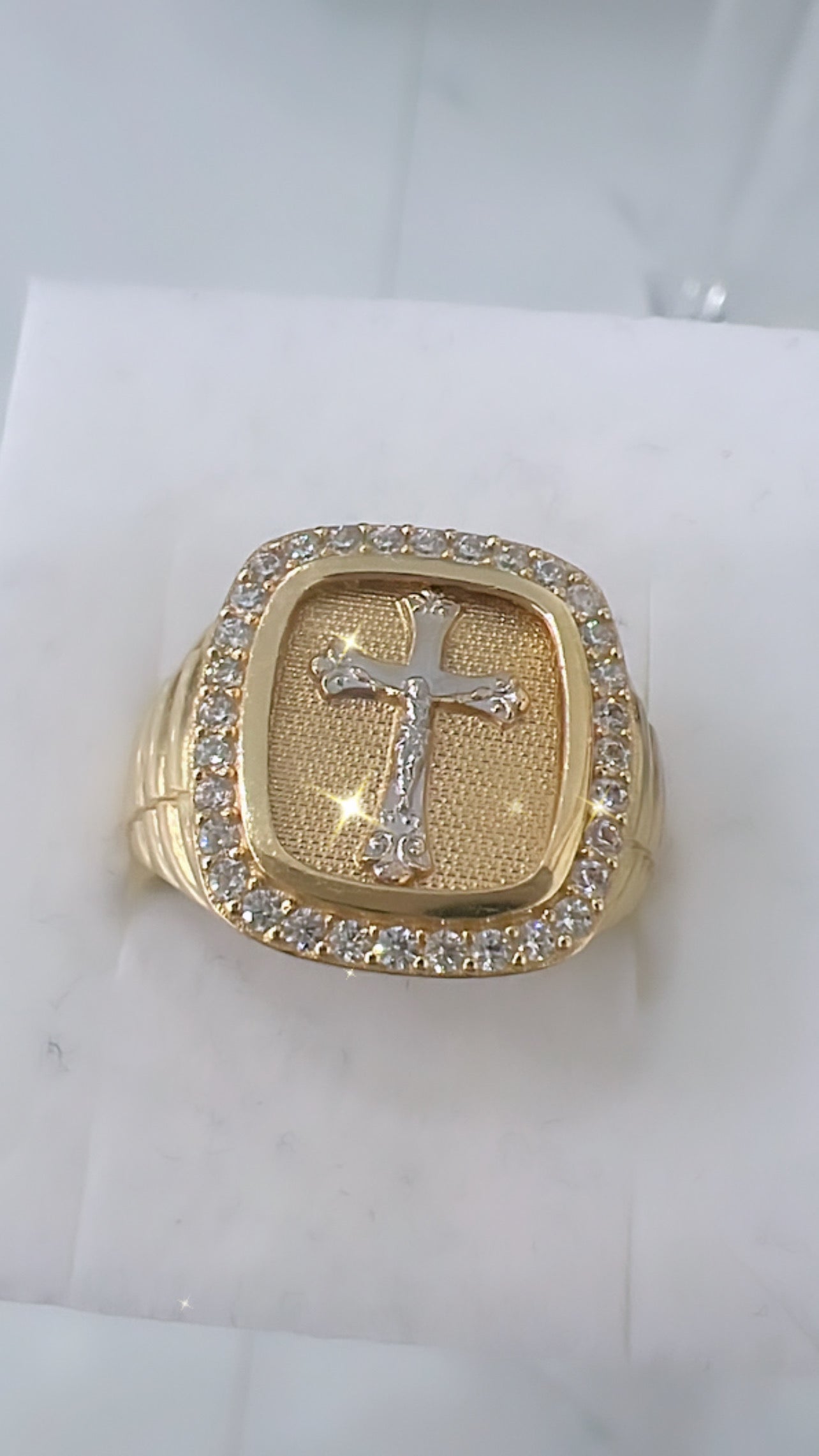 Anillo De Hombre De Cruz 14K