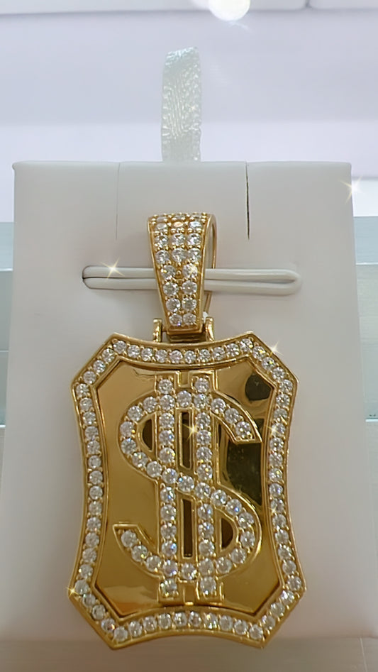 Dije Del Símbolo De Dólar 14K