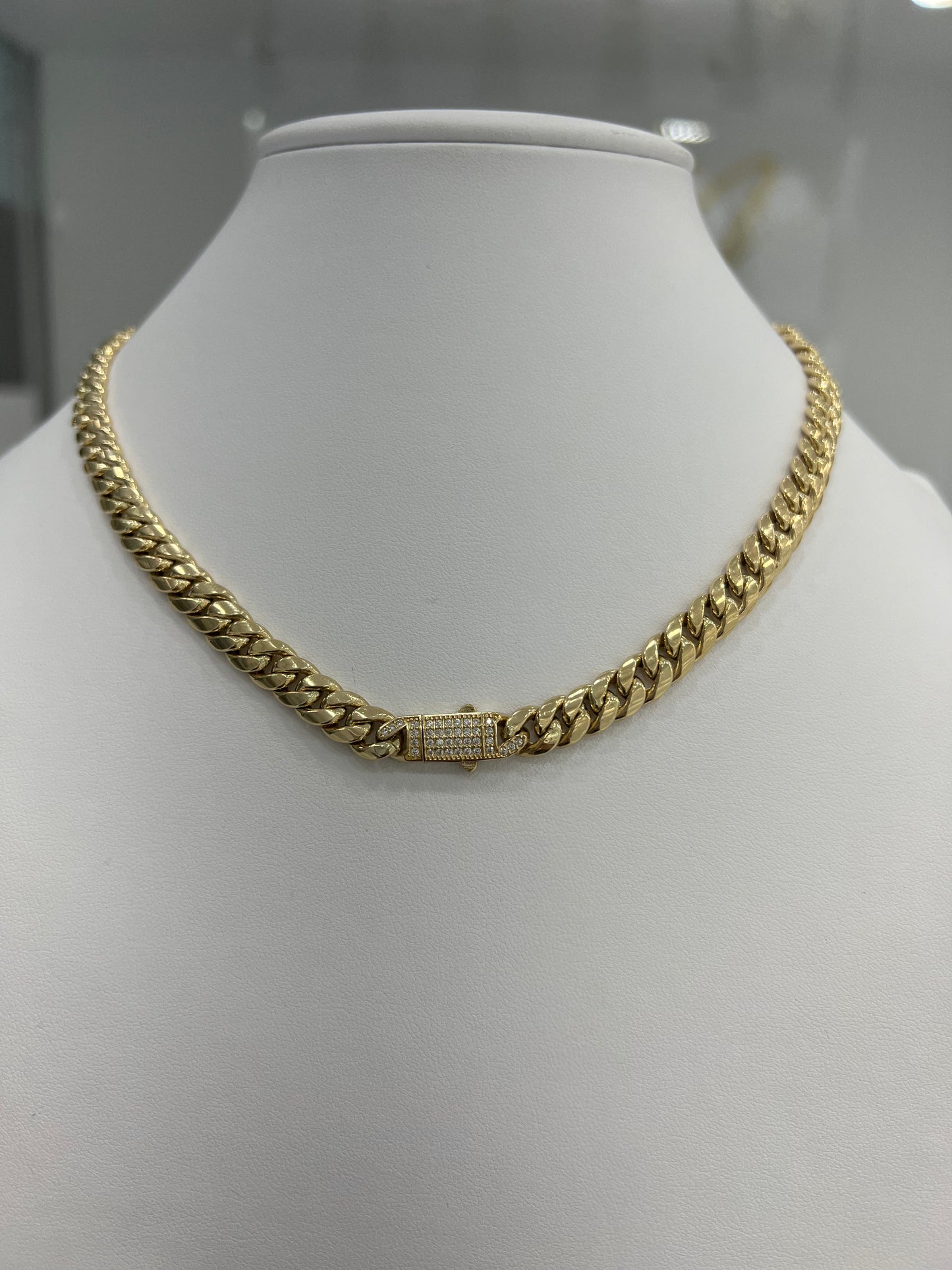 Cadena Semisolida Estilo Mónaco 14K
