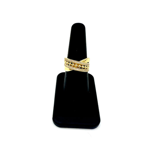 Anillo De Mujer Cruzado de Bolas 14K