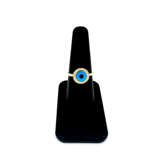 Anillo De Mujer De Ojo Turco Azul 14K