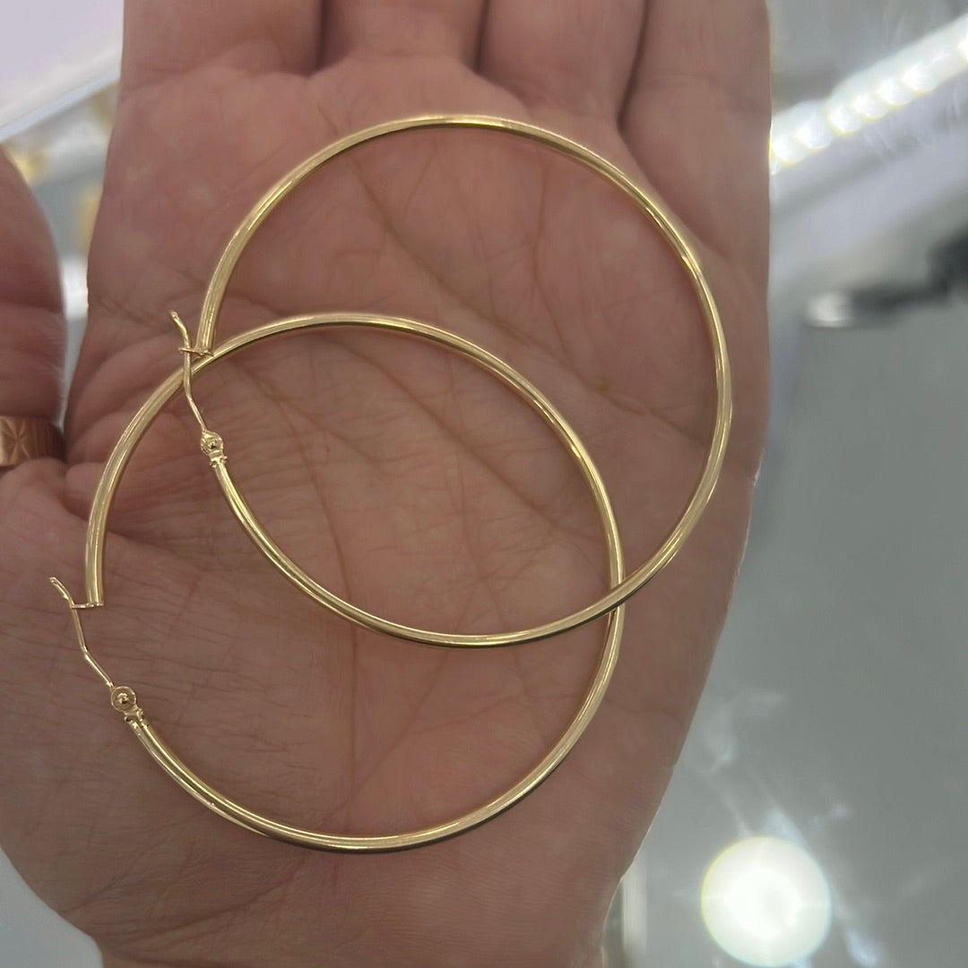 Argollas finas lisas 14k
