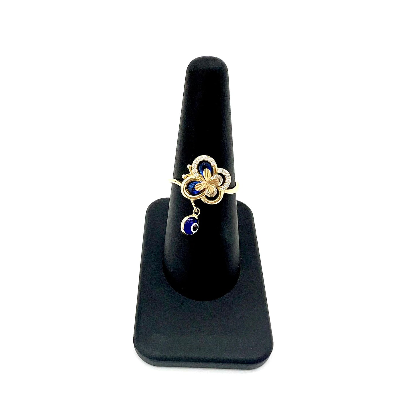 Anillo De Mujer Mariposa De Ojo Turco Colgante 14K