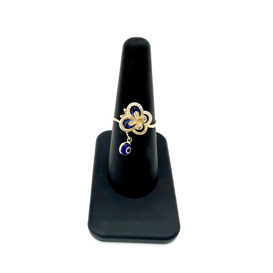 Anillo De Mujer Mariposa De Ojo Turco Colgante 14K